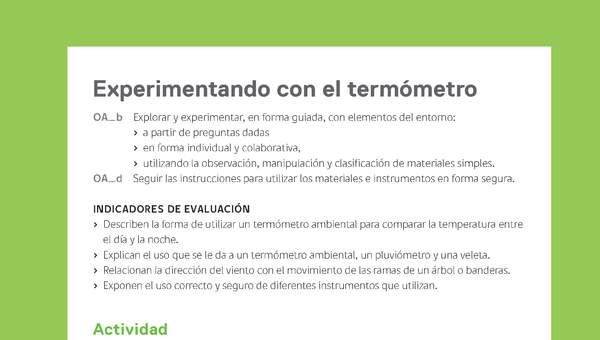 Ejemplo Evaluación Programas - OA - Experimentando con el termómetro