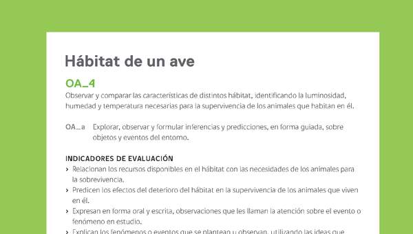 Ejemplo Evaluación Programas - OA04 - Hábitat de un ave