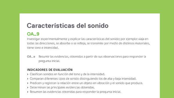 Ejemplo Evaluación Programas - OA09 - Características del sonido