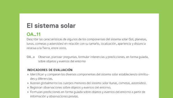 Ejemplo Evaluación Programas - OA11 - El sistema solar