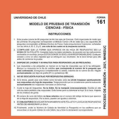 Modelo de prueba de Física - Técnico Profesional (2021)
