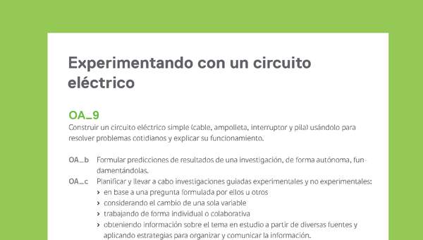 Ejemplo Evaluación Programas - OA09 - Experimentando con un circuito eléctrico