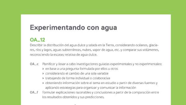 Ejemplo Evaluación Programas - OA12 - Experimentando con agua