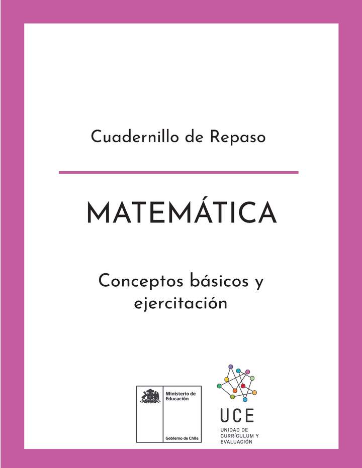 Cuadernillo de repaso contenidos Matemáticas