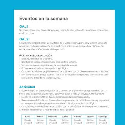 Ejemplo Evaluación Programas - OA01 - OA02 - Eventos en la semana