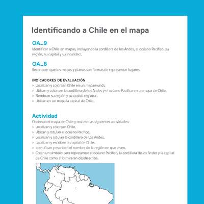 Ejemplo Evaluación Programas - OA08 - OA09 - Identificando a Chile en el mapa