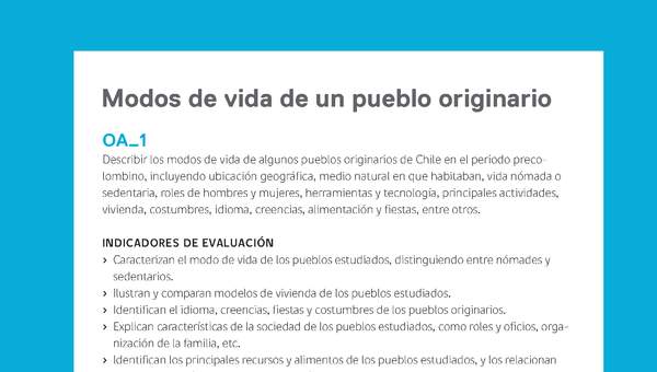 Ejemplo Evaluación Programas - OA01 - Modos de vida de un pueblo originario