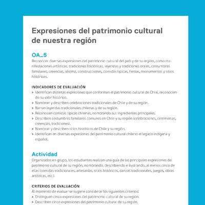 Ejemplo Evaluación Programas - OA05 - Expresiones del patrimonio cultural de nuestra región Ejemplo Evaluación Programas - OA05 - Expresiones del patrimonio cultural de nuestra región