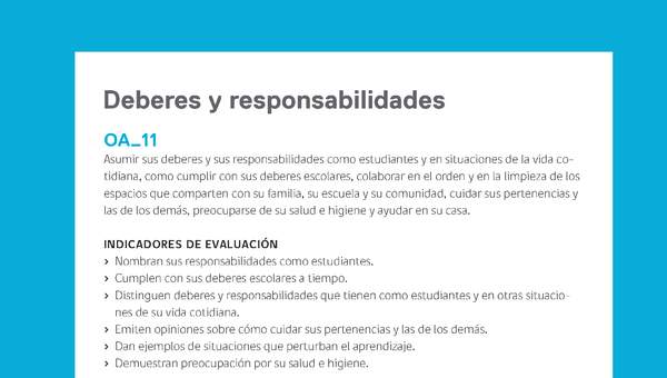 Ejemplo Evaluación Programas - OA11 - Deberes y responsabilidades