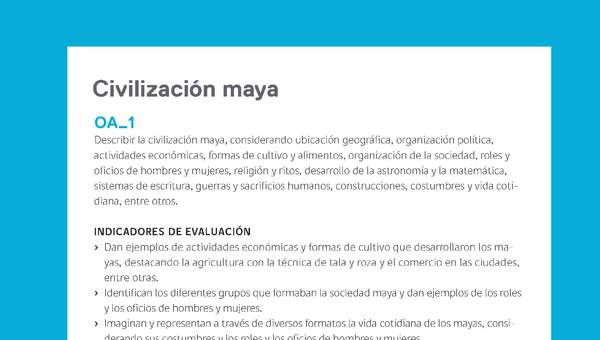 Ejemplo Evaluación Programas - OA01 - Civilización maya