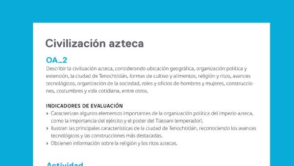 Ejemplo Evaluación Programas - OA02 - Civilización azteca