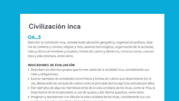 Ejemplo Evaluación Programas - OA03 - Civilización inca