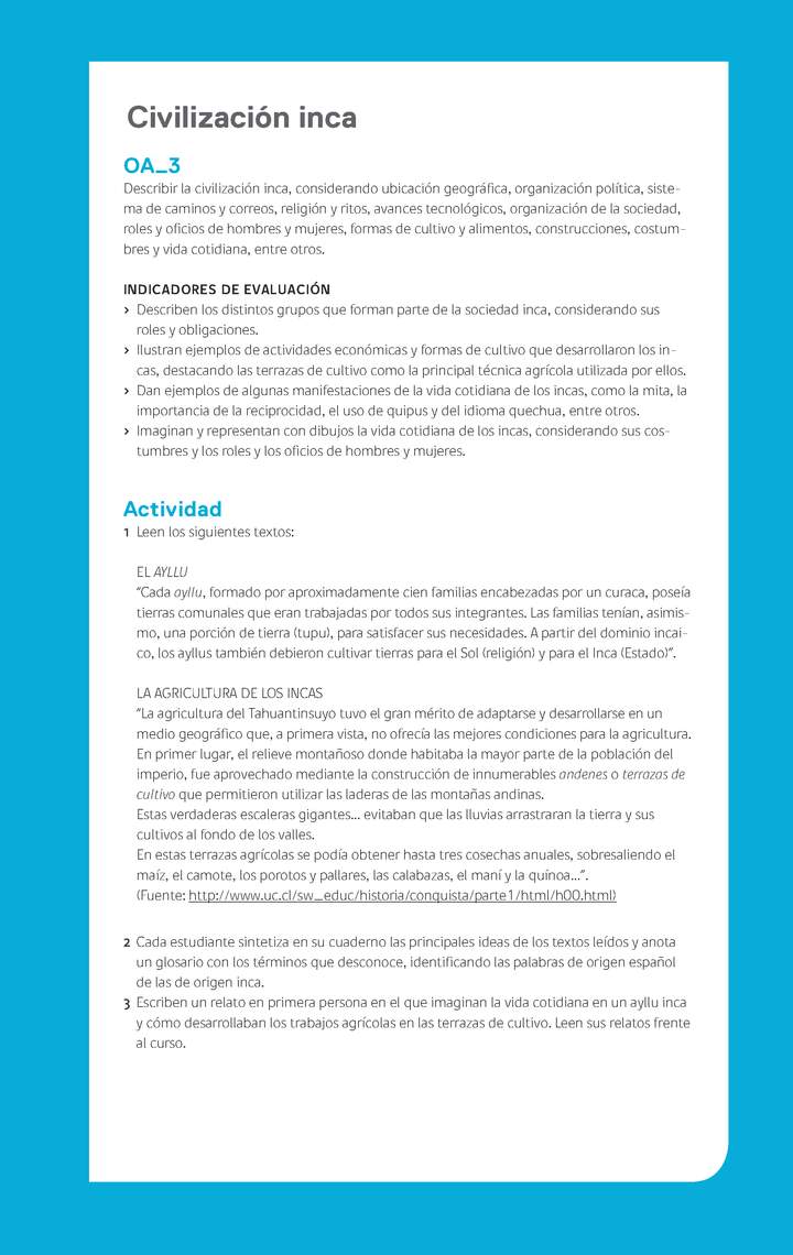 Ejemplo Evaluación Programas - OA03 - Civilización inca