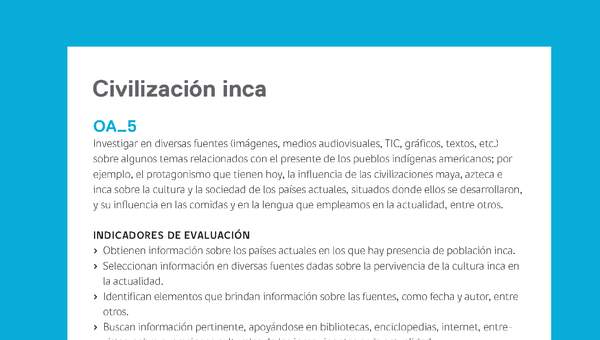 Ejemplo Evaluación Programas - OA05 - Civilización inca