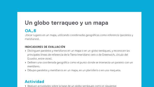 Ejemplo Evaluación Programas - OA06 - Un globo terraqueo y un mapa