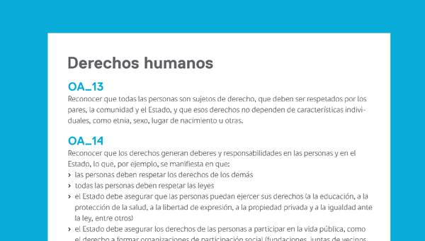 Ejemplo Evaluación Programas - OA13 - OA14 - Derechos humanos