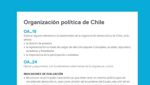 Ejemplo Evaluación Programas - OA15 - OA24 - Organización política de Chile