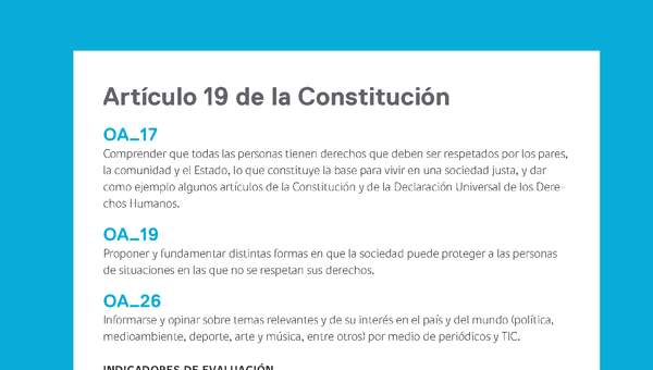 Ejemplo Evaluación Programas - OA17 - OA19 - OA26 - Artículo 19 de la Constitución