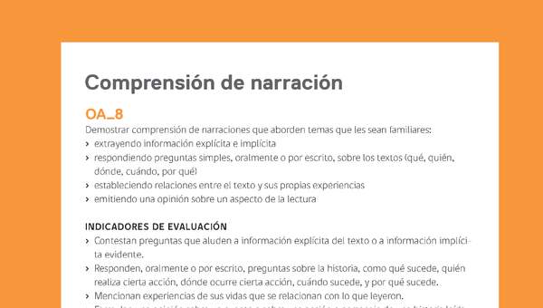 Ejemplo Evaluación Programas - OA08 - Comprensión de narración