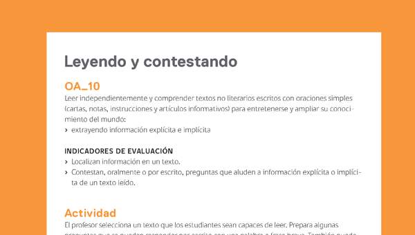 Ejemplo Evaluación Programas - OA10 - Leyendo y contestando