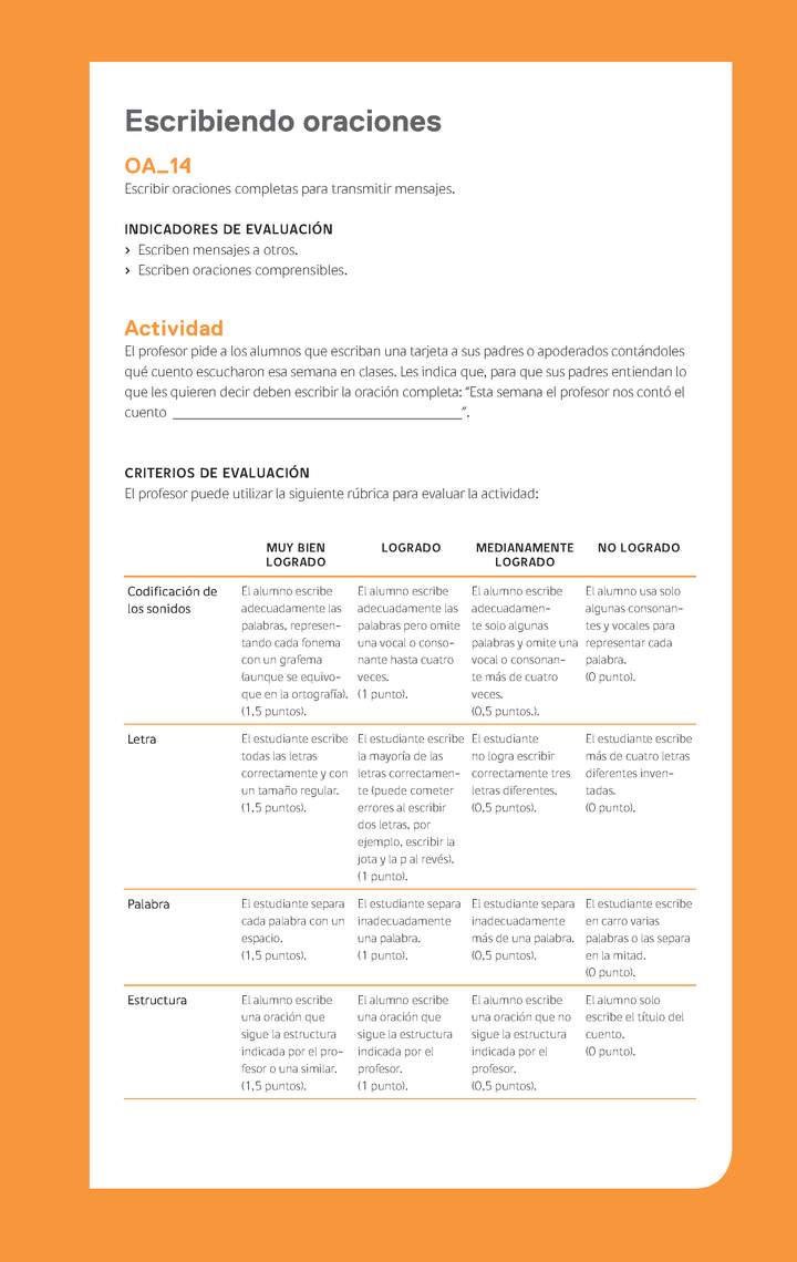 Ejemplo Evaluación Programas - OA14 - Escribiendo oraciones