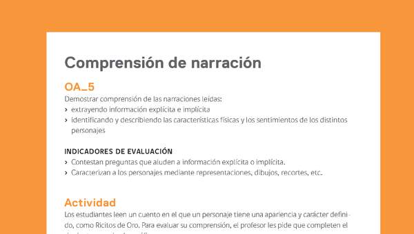 Ejemplo Evaluación Programas - OA05 - Comprensión de narración