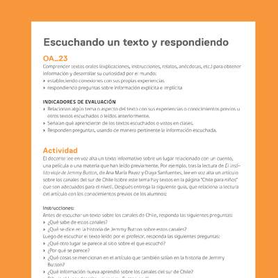 Ejemplo Evaluación Programas - OA23 - Escuchando un texto y respondiendo Ejemplo Evaluación Programas - OA23 - Escuchando un texto y respondiendo