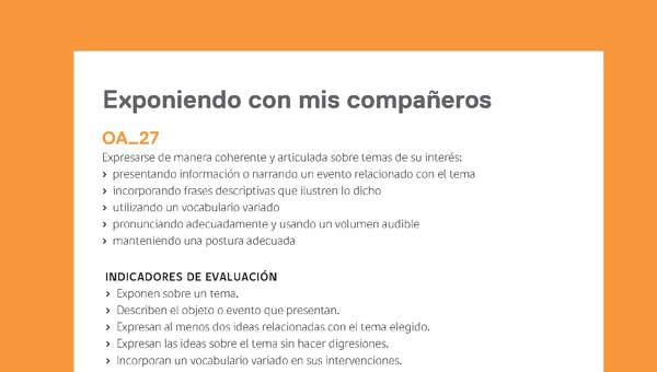 Ejemplo Evaluación Programas - OA27 - Exponiendo con mis compañeros