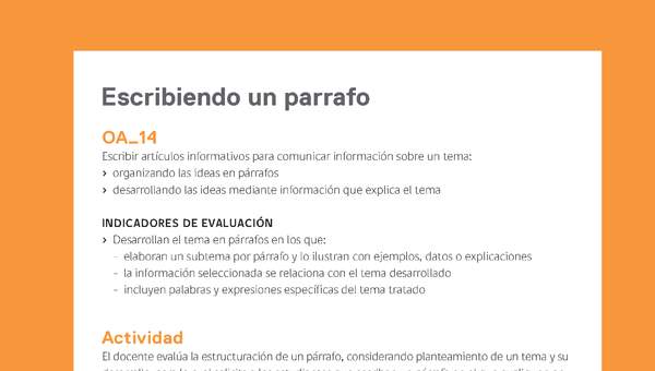 Ejemplo Evaluación Programas - OA14 - Escribiendo un parrafo