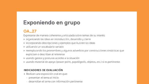 Ejemplo Evaluación Programas - OA27 - Exponiendo en grupo