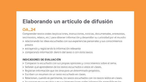 Ejemplo Evaluación Programas - OA24 - Elaborando un artículo de difusión