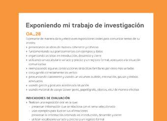 Ejemplo Evaluación Programas - OA28 - Exponiendo mi trabajo de investigación