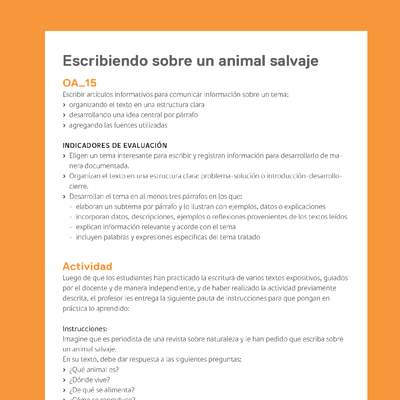 Ejemplo Evaluación Programas - OA15 - Escribiendo sobre un animal salvaje