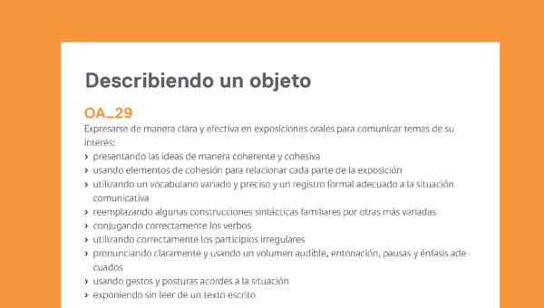 Ejemplo Evaluación Programas - OA29 - Describiendo un objeto