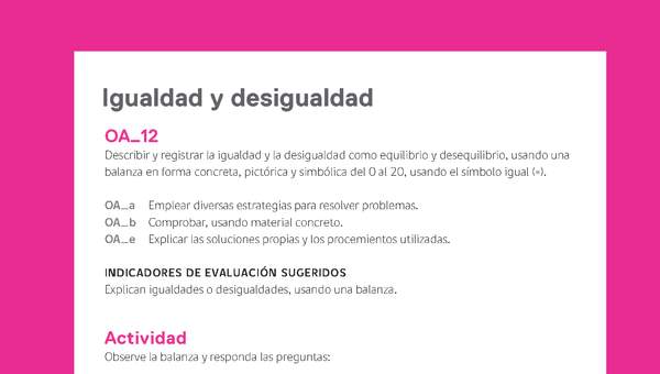 Ejemplo Evaluación Programas - OA12 - Igualdad y desigualdad