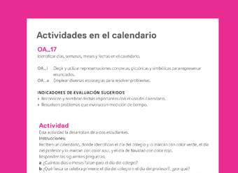 Ejemplo Evaluación Programas - OA17 - Actividades en el calendario