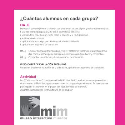 Evaluación Programas - MA04 OA06 - U1 - ¿Cuántos alumnos en cada grupo?