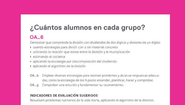 Evaluación Programas - MA04 OA06 - U1 - ¿Cuántos alumnos en cada grupo?