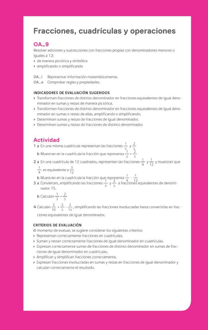 Evaluación Programas - MA05 OA09 - U3 - Fracciones, cuadrículas y operaciones