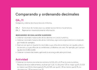 Evaluación Programas - MA05 OA11 - U3 - Comparando y ordenando decimales