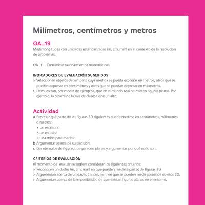 Evaluación Programas - MA05 OA19 - U2 - Milímetros, centímetros y metros Evaluación Programas - MA05 OA19 - U2 - Milímetros, centímetros y metros