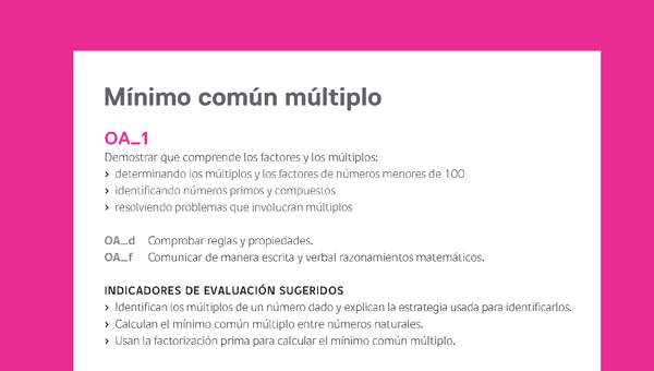 Evaluación Programas - MA06 OA01 - U1 - Mínimo común múltiplo