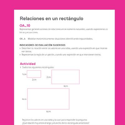 Evaluación Programas - MA06 OA10 - U2 - Relaciones en un rectángulo