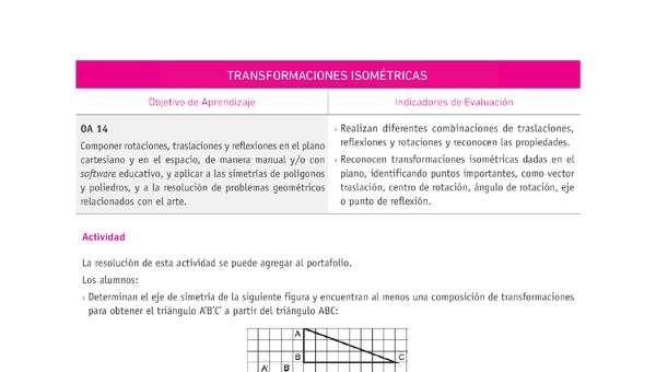 Evaluación Programas - MA08 OA14 - U3 - TRANSFORMACIONES ISOMÉTRICAS