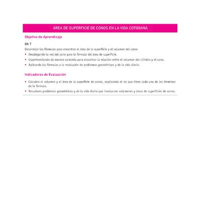 Evaluación Programas - MA1M OA07 - U1 - ÁREA DE SUPERFICIE DE CONOS EN LA VIDA COTIDIANA Evaluación Programas - MA1M OA07 - U1 - ÁREA DE SUPERFICIE DE CONOS EN LA VIDA COTIDIANA