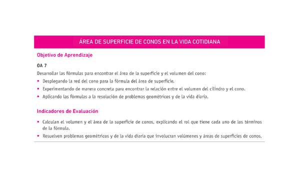 Evaluación Programas - MA1M OA07 - U1 - ÁREA DE SUPERFICIE DE CONOS EN LA VIDA COTIDIANA