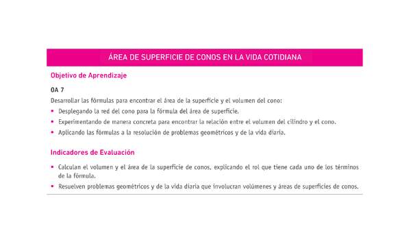 Evaluación Programas - MA1M OA07 - U1 - ÁREA DE SUPERFICIE DE CONOS EN LA VIDA COTIDIANA