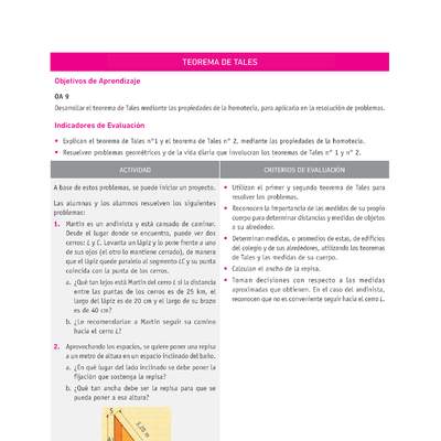 Evaluación Programas - MA1M OA09 - U3 - TEOREMA DE TALES