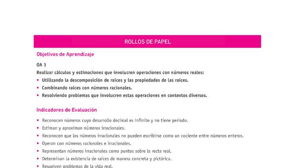 Evaluación Programas - MA2M OA01 - U1 - ROLLOS DE PAPEL