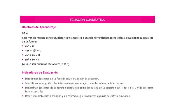 Evaluación Programas - MA2M OA04 - U2 - ECUACIÓN CUADRÁTICA